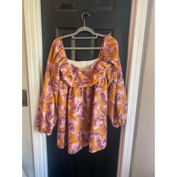 ASOS DESIGN square neck smock mini dress in a floral print-Size 8 - Picture 2 of 5